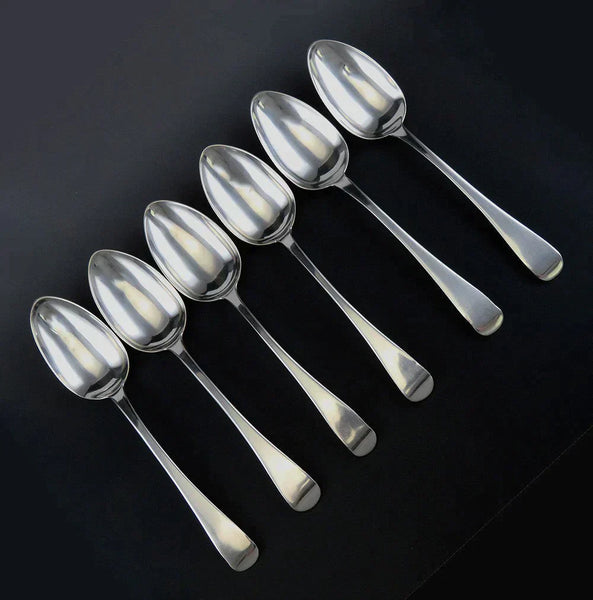 6 English Sterling Silver Georgian c1820 Queen Anne Spoons 6 3/4" NO MONO