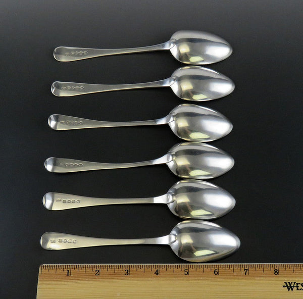 6 English Sterling Silver Georgian c1820 Queen Anne Spoons 6 3/4" NO MONO