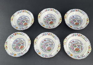 Fine Set 6 c1920s Mason's Ironstone China Flying Bird 6.5" Fruit Dessert Bowls