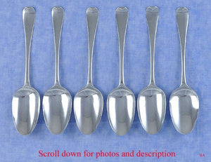 6 Antique English Georgian Sterling Silver 1749 Classical Form Table Spoons