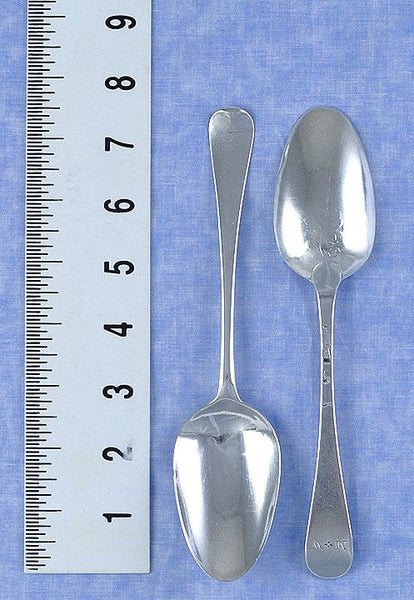 6 Antique English Georgian Sterling Silver 1749 Classical Form Table Spoons