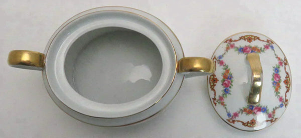 2pc Elegant Czech Epiag Floral Sugar & Creamer Set 9561