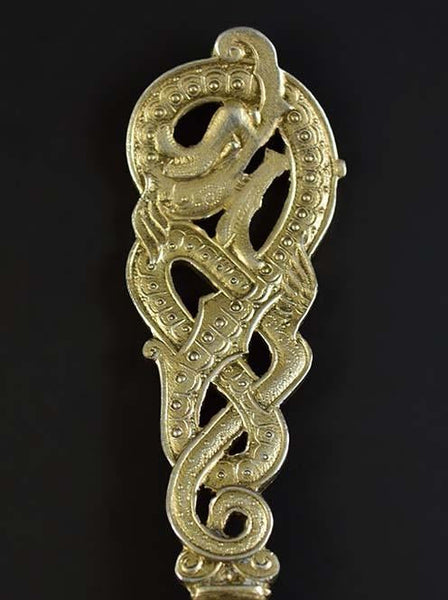 1901 Beautiful 833 Silver Danish Serving Spoon w/ Mythological Dragon Handle
