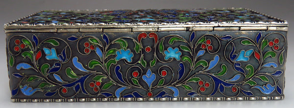 1910-1920's Greek Silver Cloisonne Peacock Box