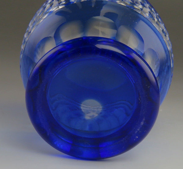 12 Antique Cobalt Blue Cut to Clear Diamond Pattern Tumblers/Glasses
