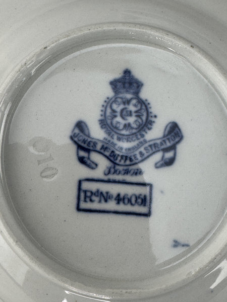 11 Royal Worcester Fruit Bowls Blue and White 1890 to 1902 Antique