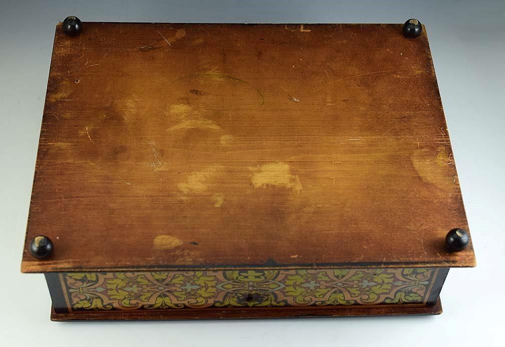 Antique Late 1800s Raised Box w/Classical Greco Roman Hand Painted Decor