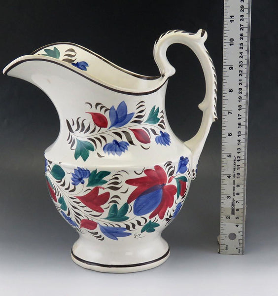 Antique UK c1830's Handpainted Pottery Porcelain Provincial Ewer Pitcher 1800's