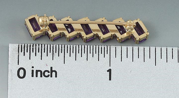 Henry Blank 14k Gold Emerald Cut Amethyst Brooch Pin