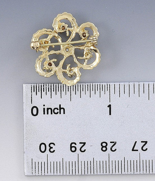 Pretty 14k Gold Pearl Victorian Style Openwork Swirl Small Brooch Pin