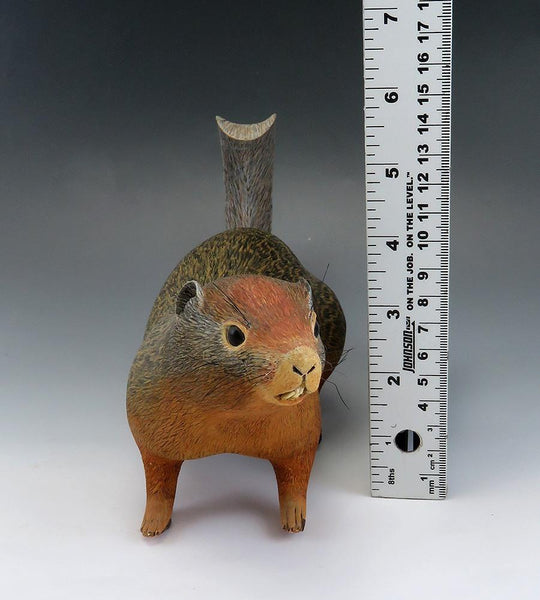 Realistic Hand Made Naturalist Ground Squirrel Museum Quality Wood Figure