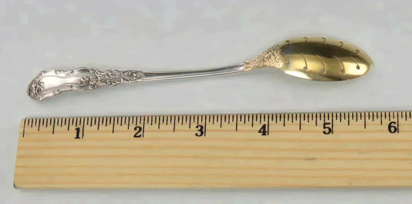 Rare Antique Gorham Imperial Chrysanthemum Sterling Silver Gilt Olive Spoon