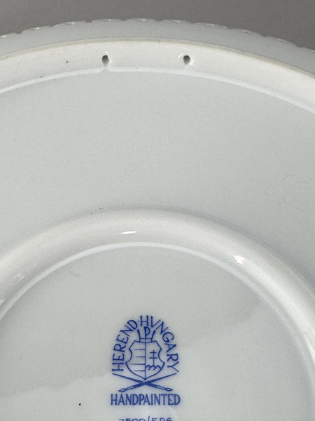 Herend Handpainted Emaille Rose ERS Reticulated 10 7/8" Bowl w Artist Signature