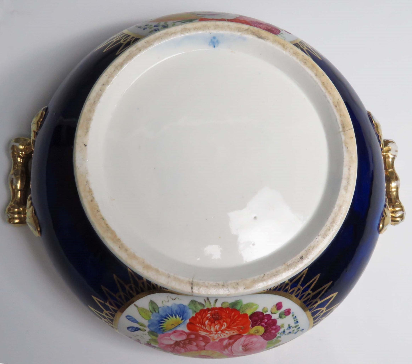 Beautiful 1750's-1770's Antique French/English Porcelain Blue Flower Bowl
