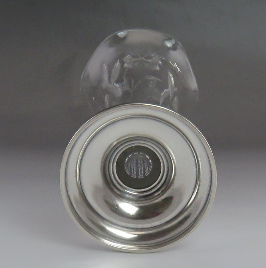Antique c1900 Mauser Sterling Silver & American Brilliant Cut Glass Vase