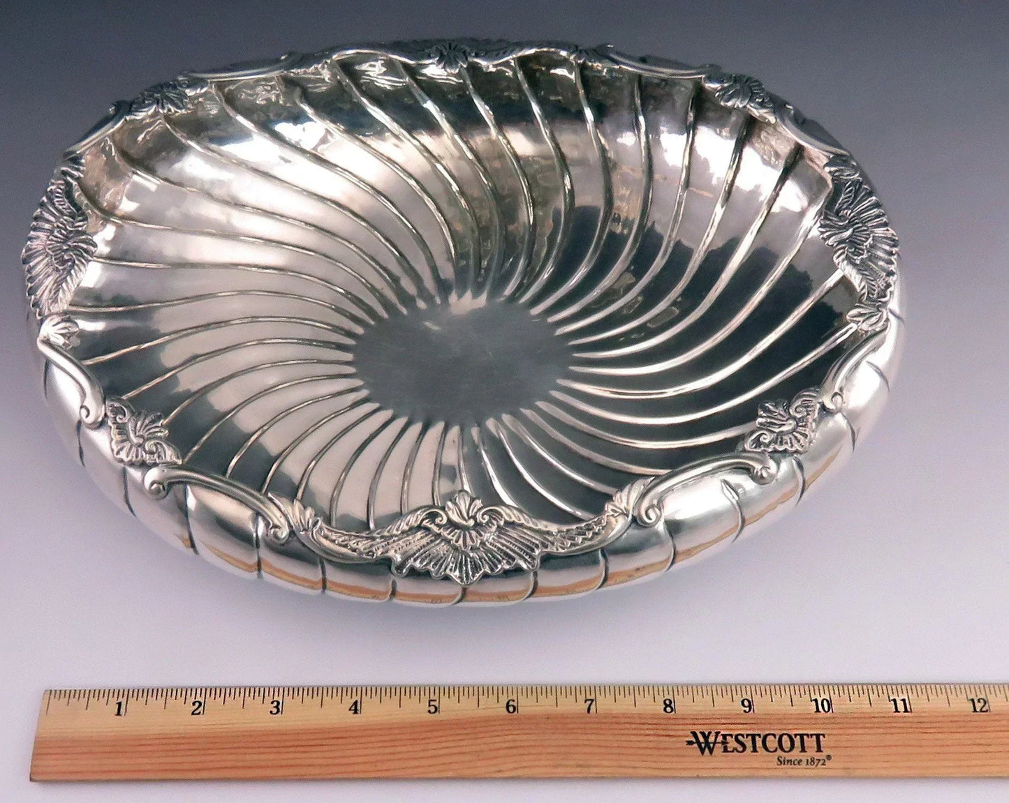 late 1600s/early 1700s European German? Silver Fluted Swirl Footed Bowl