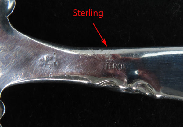 c1880s Whiting Sterling Silver Roses and Scrolls Serving Platter Stuffing Spoon