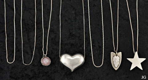 7 Sterling Silver and Silver Plated Chain Necklaces and Pendants