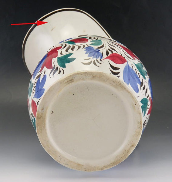 Antique UK c1830's Handpainted Pottery Porcelain Provincial Ewer Pitcher 1800's