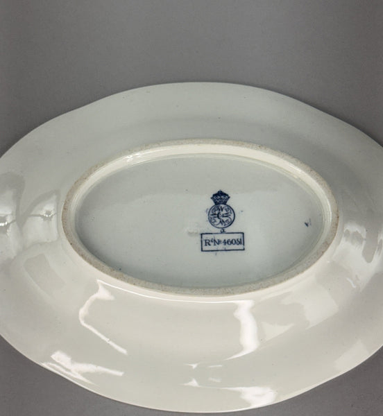 Antique Royal Worcester Gravy Boat and Under Plate w Ram's Heads 1890