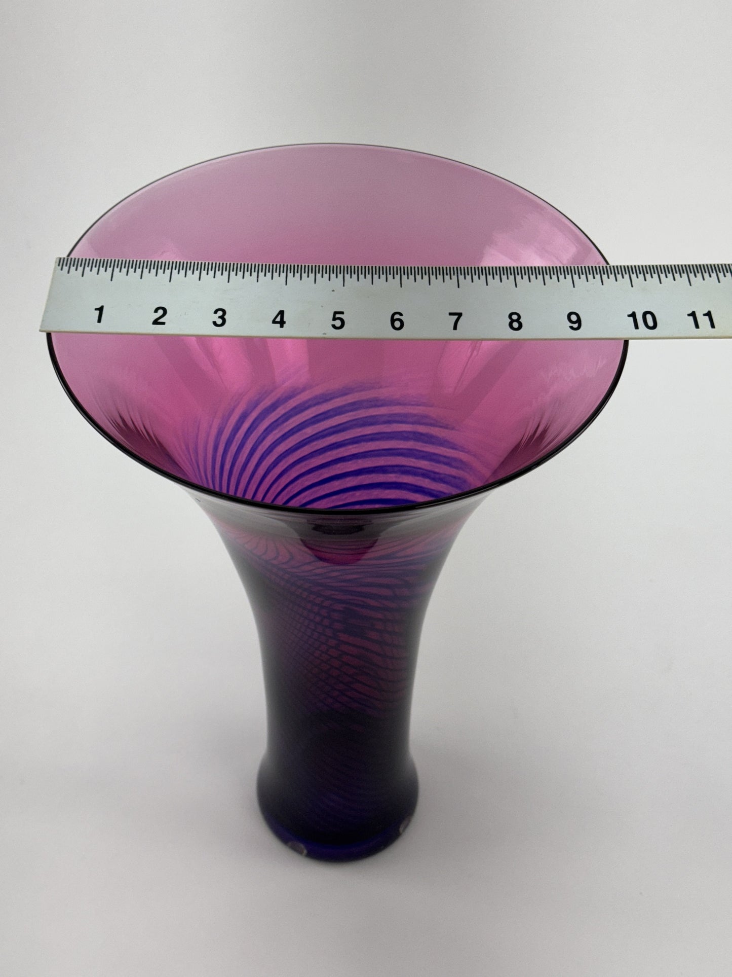 Beautiful Young Constantin Red Purple Blue Swirl Art Glass Flared Trumpet Vase
