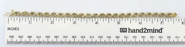 Nice Modern 14k Gold & 2ct Diamond X And O Link Bracelet