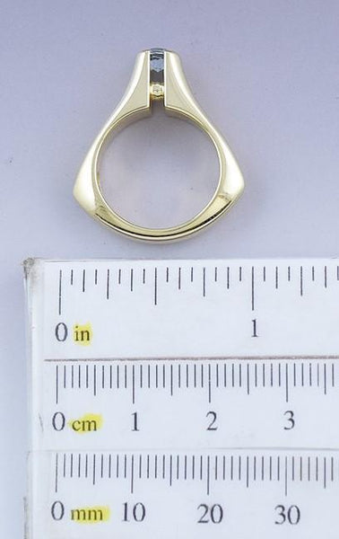 Stunning Modern 18k Yellow Gold & Aquamarine Ring Size 5.25