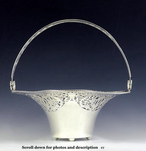 FAB QUALITY ENGLISH STERLING SILVER SWING HANDLE PIERCED BASKET by C.J. VANDER