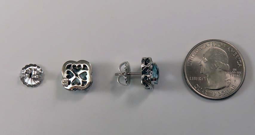 Modern 14k White Gold Topaz & Diamond Clover Earrings