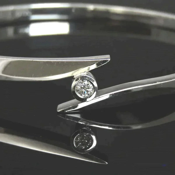 Modern 14k White Gold Diamond Bangle Bracelet