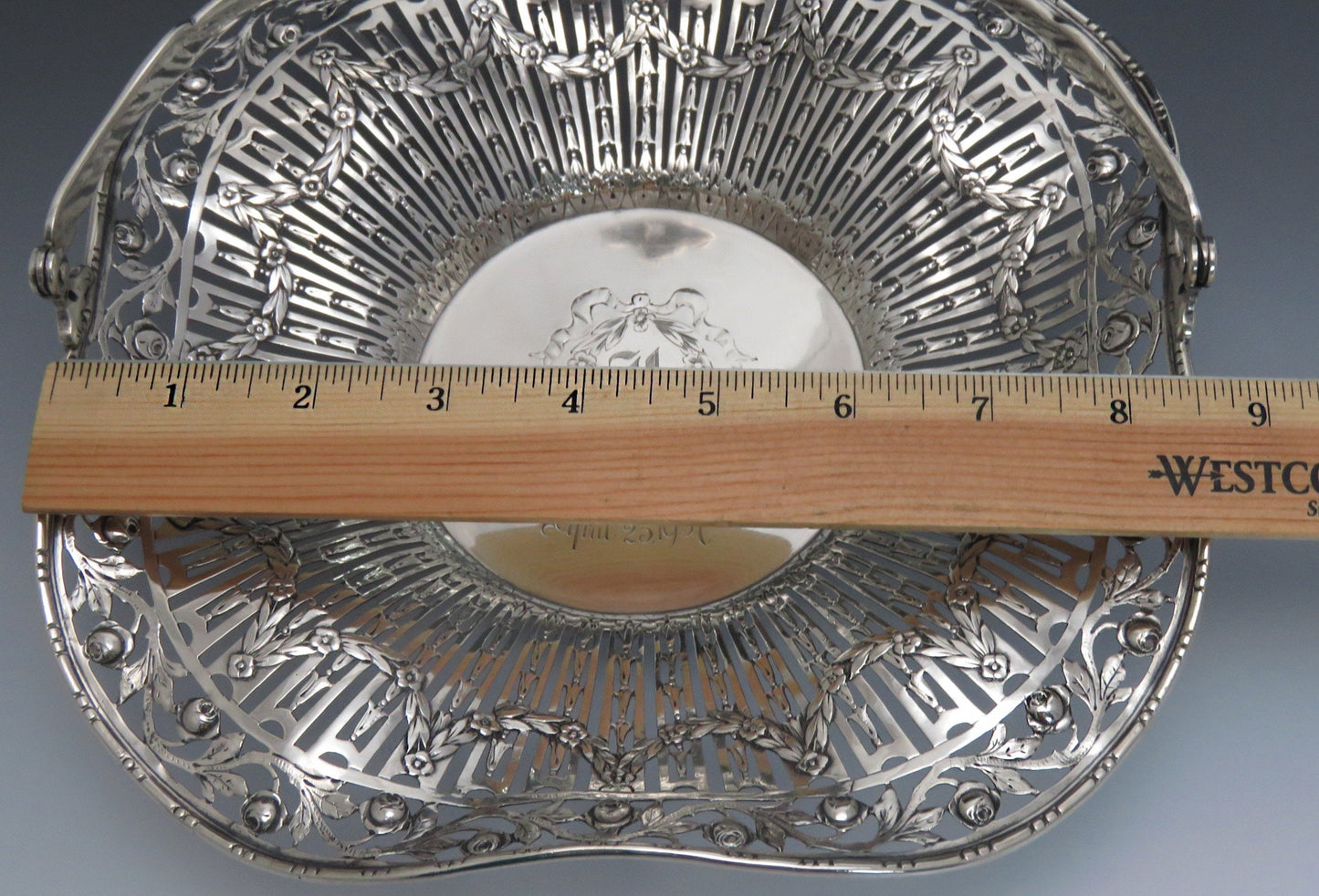 Late 1800's- Early 1900's German Continental Sterling Silver Swing Handle Basket