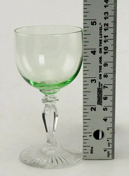 5 Antique Great Quality Hand Blown Green Wine Glasses
