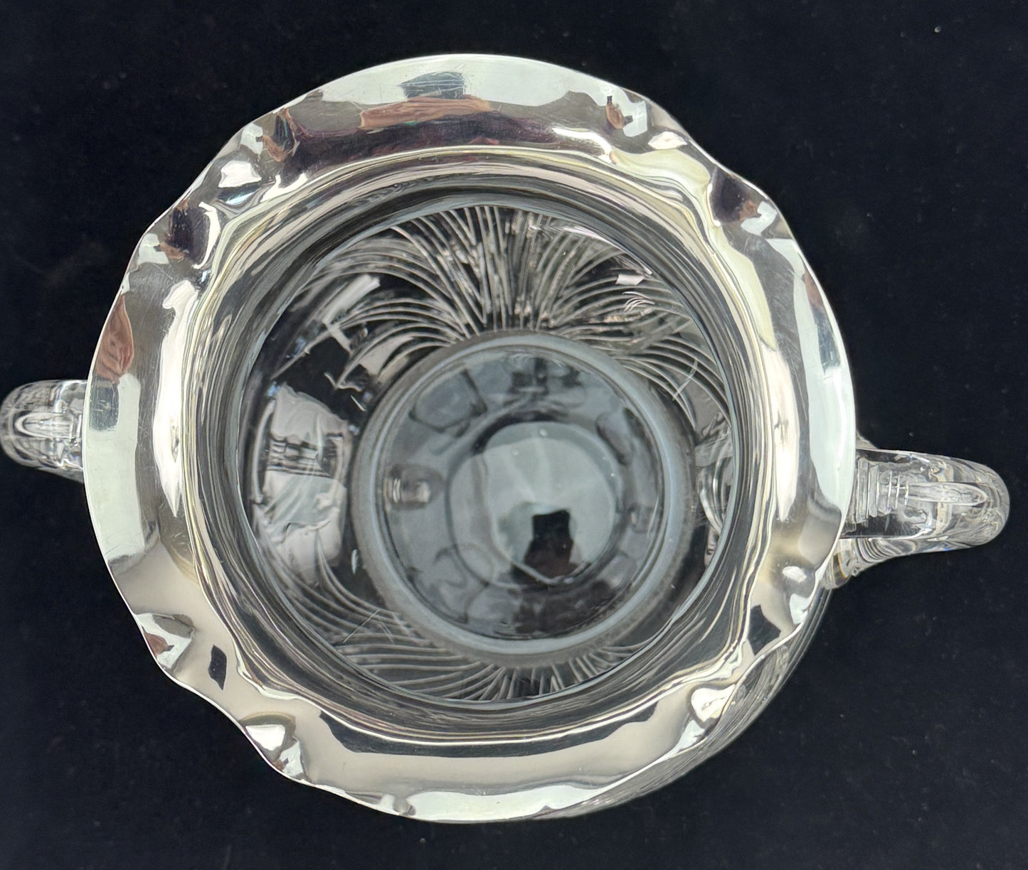 Art Nouveau Hawkes Gravic ABP Cut Glass Theodore Star Sterling Silver Vase