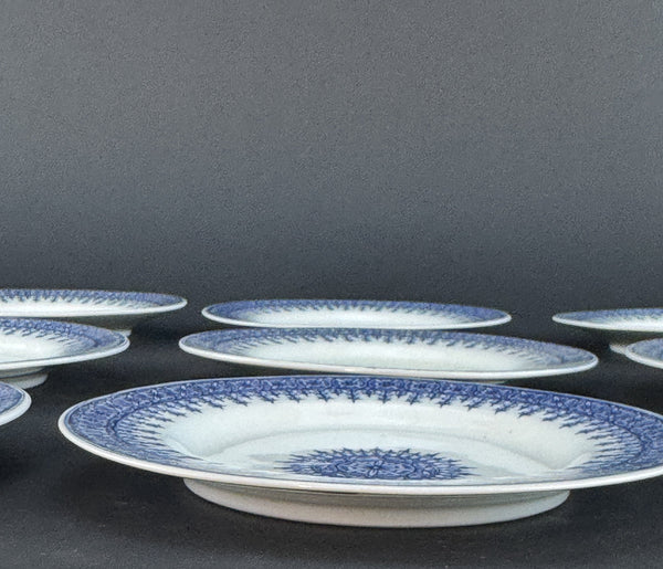 9 Royal Worcester 6 Inch Bread Plates Blue and White 1901