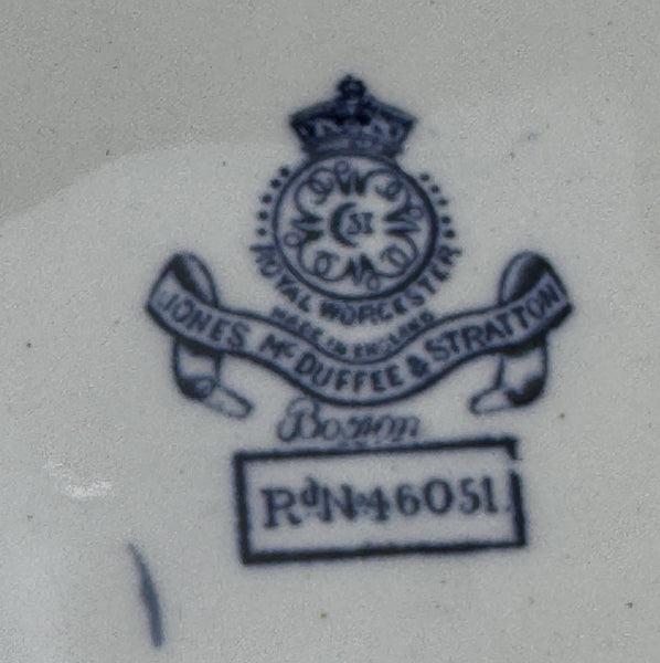 9 Royal Worcester 6 Inch Bread Plates Blue and White 1901