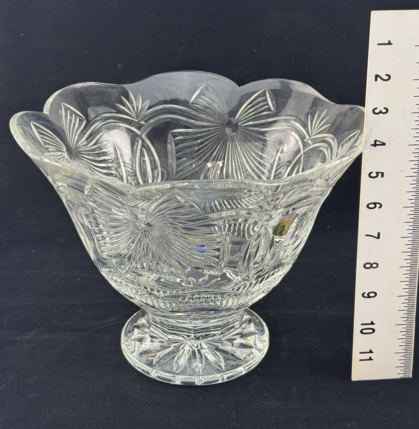 Limited Edition Waterford Cut Glass Crystal Holiday Ribbon Bow Footed Bowl