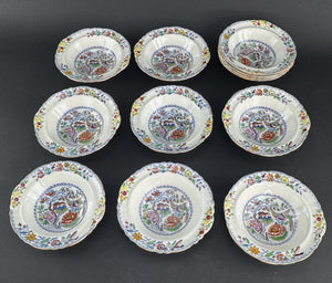Great Set 12 c1920s Mason's Ironstone China Flying Bird 6.5" Dessert Fruit Bowls