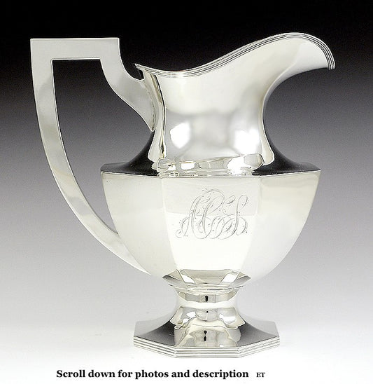 Antique c1920 Hartford Sterling Silver Pedestal Water Pitcher/Jug 9"