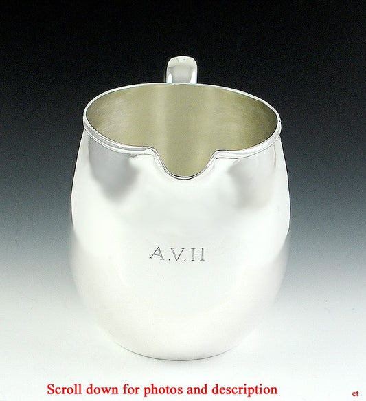 Antique c1920 Art Deco Arthur Stone Sterling Silver Milk Pitcher