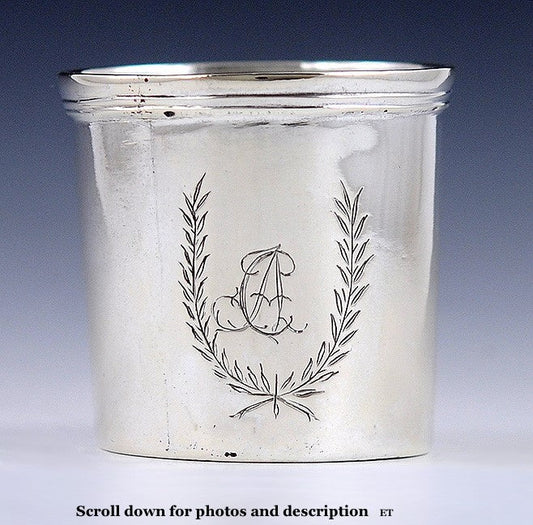 Antique 17th 18th Century Continental European Silver Beaker Cup 1 3/4"