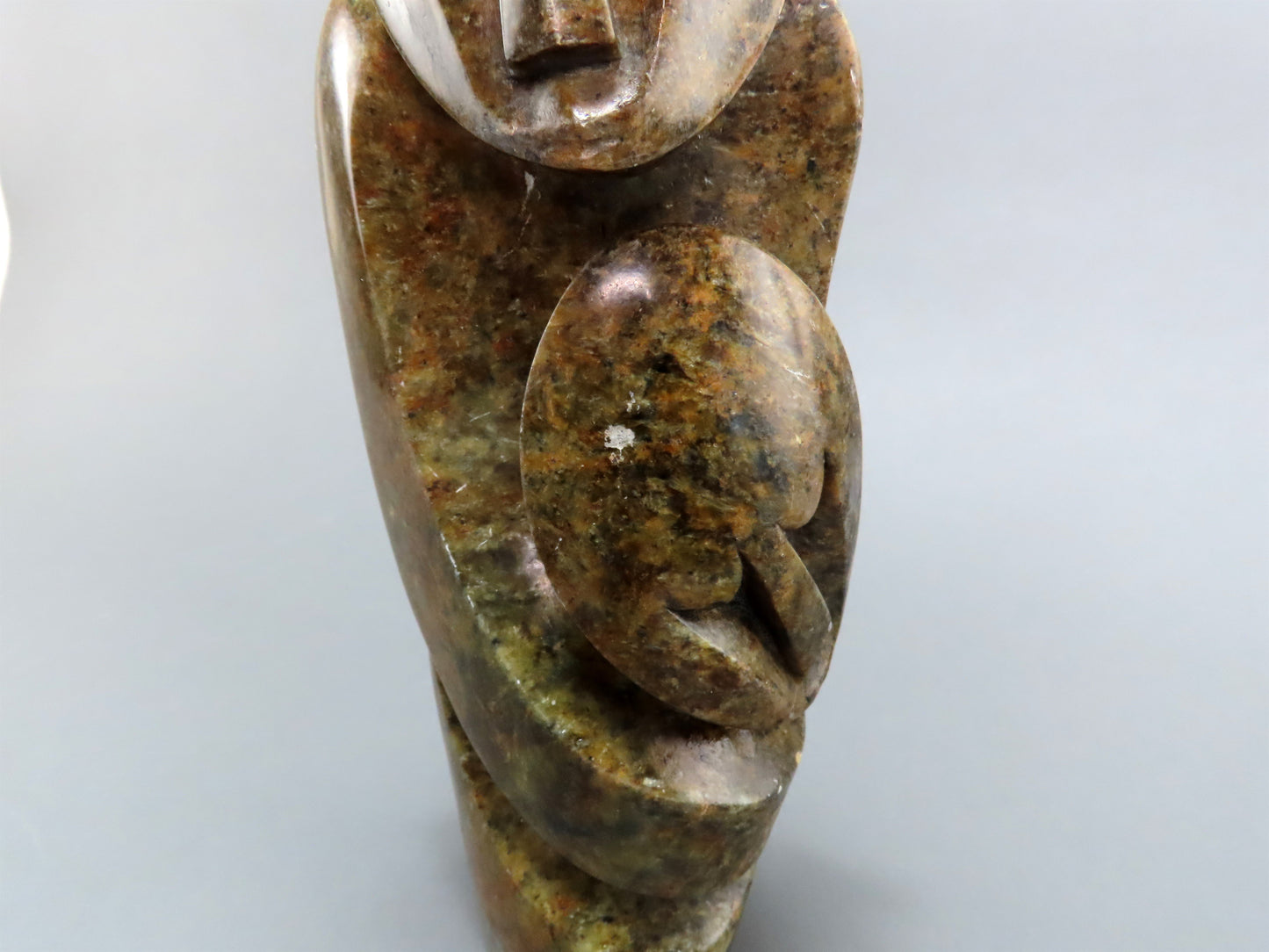Sweet Zimbabwean Stone Carved Mother and Child Embrace 11 inches