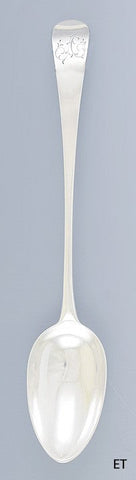 1787 Antique Georgian English Sterling Silver Serving Platter Stuffing Spoon