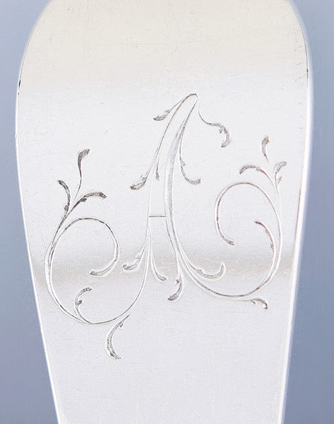 1787 Antique Georgian English Sterling Silver Serving Platter Stuffing Spoon