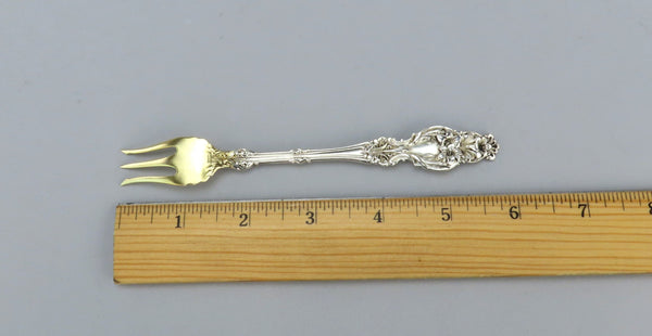 6 Pristine c1902 Whiting Sterling Silver Lily Oyster Cocktail Seafood Forks