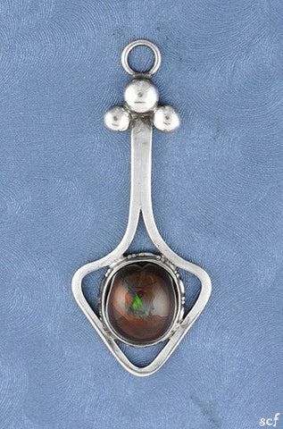 Sterling and Genuine Opal Arts and Crafts Vintage Pendant