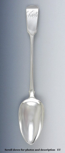 1825 Antique English Georgian Fiddle Sterling Silver Stuffing Serving Spoon