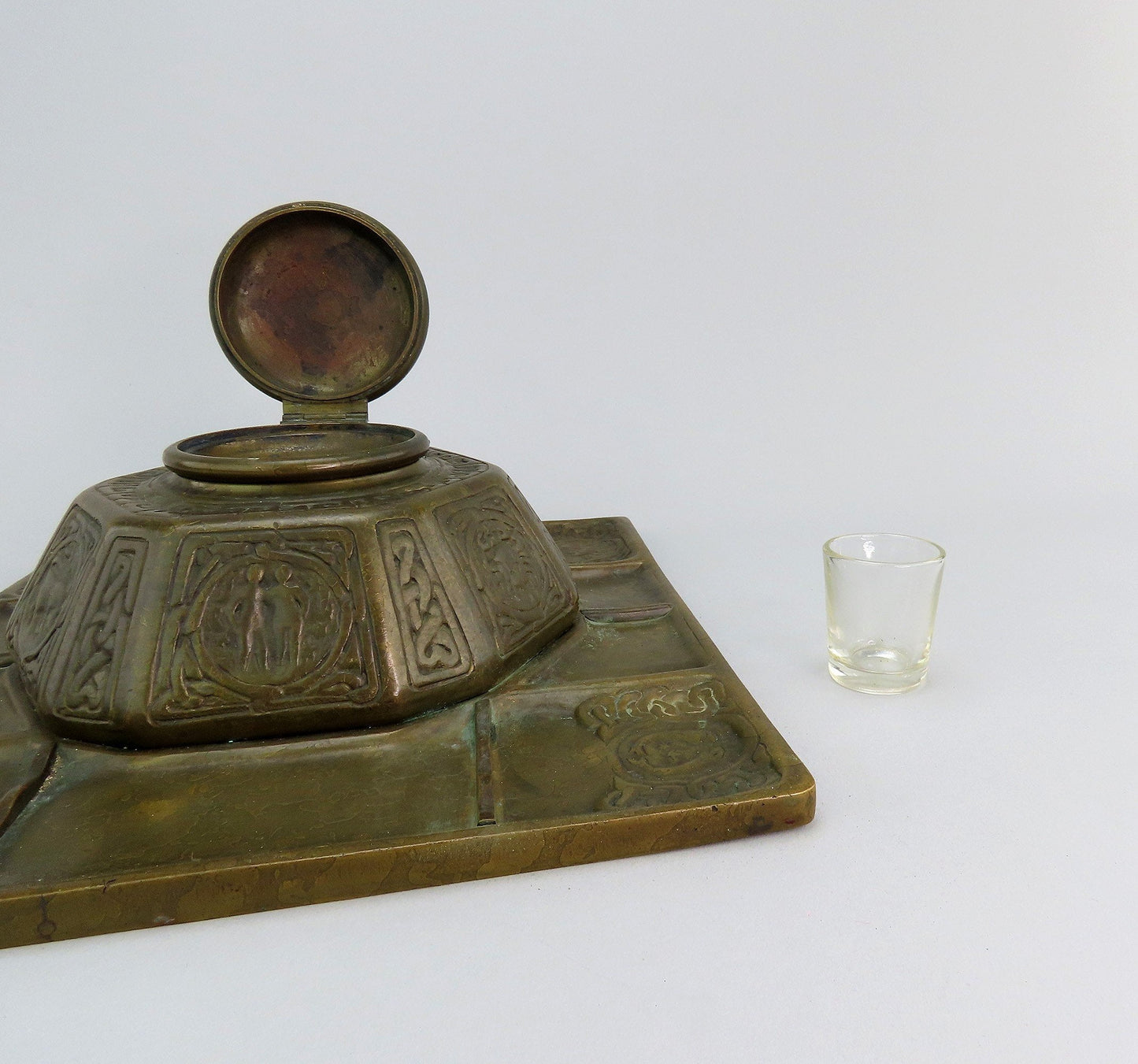 Fabulous Tiffany Studios Largest Zodiac 1073 Inkwell Desk Tray 10 3/4" x 9 3/4"