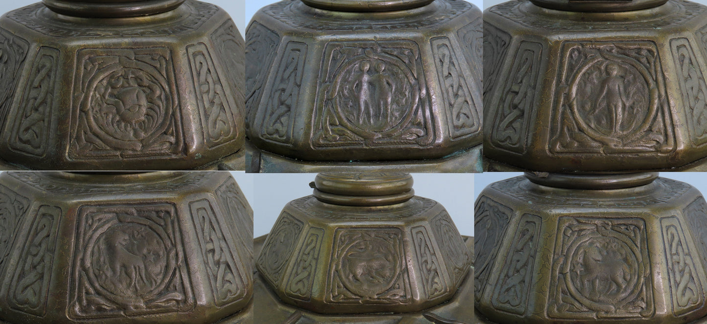 Fabulous Tiffany Studios Largest Zodiac 1073 Inkwell Desk Tray 10 3/4" x 9 3/4"