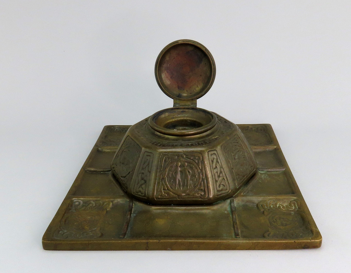 Fabulous Tiffany Studios Largest Zodiac 1073 Inkwell Desk Tray 10 3/4" x 9 3/4"