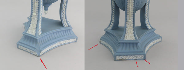 Rare 18th C. Wedgwood Blue Jasperware Neoclassical Urn Girandole Vase